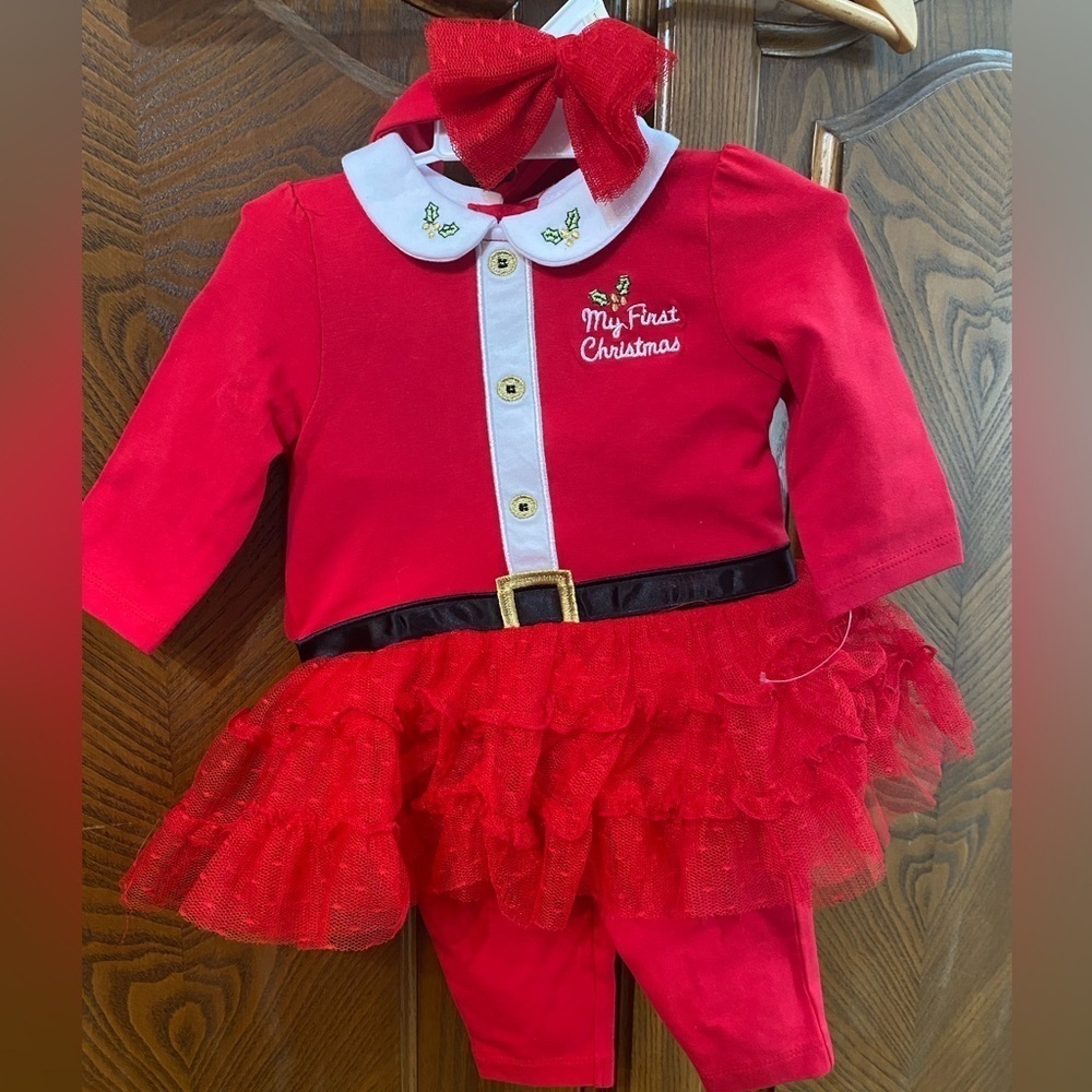 New My First Christmas Outfit & Headband